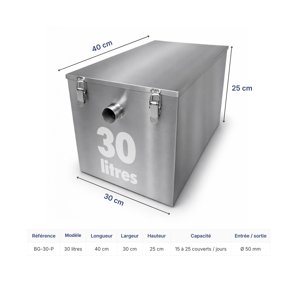 Séparateur de graisse inox 30L vue 7