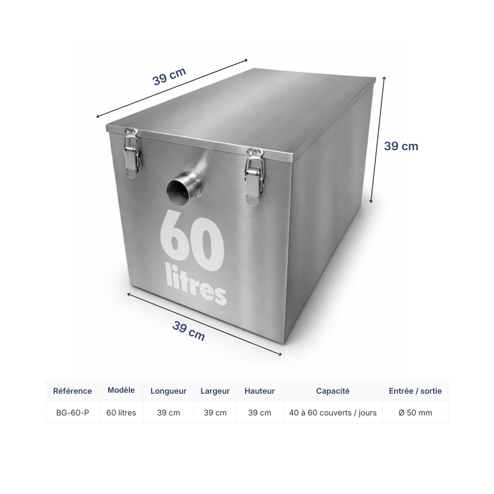 Séparateur de graisse inox 60L vue 7